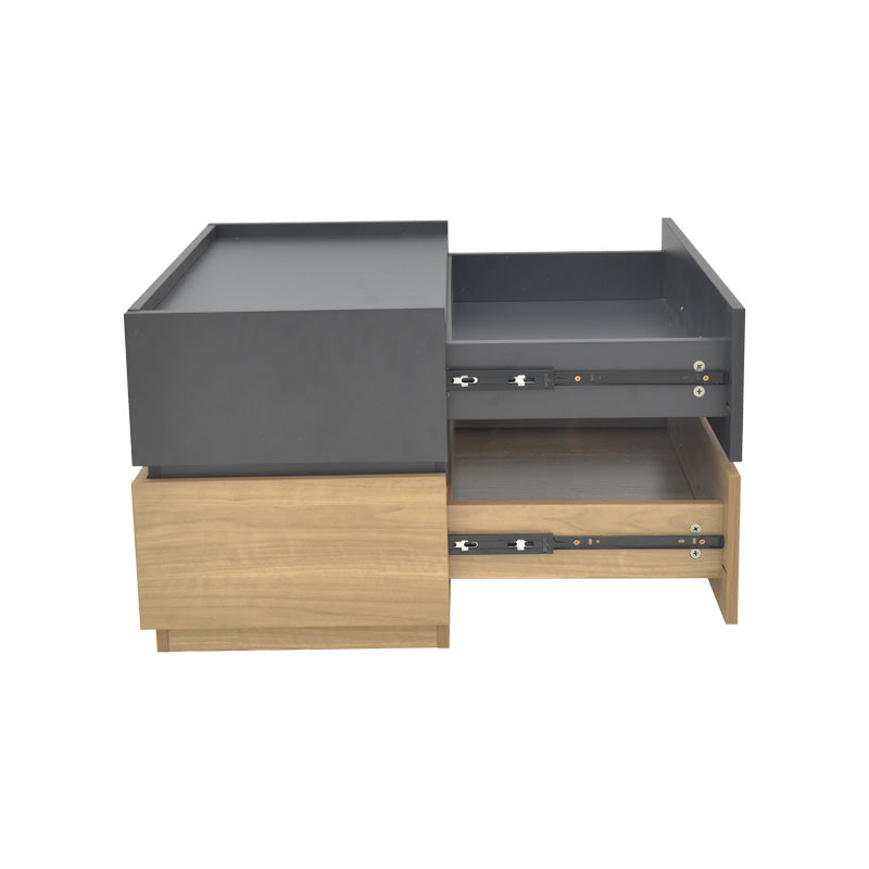 Компактна ноќна масичка Calycore од MDF со завршница во сонома дрво и темно сиви (charcoal) детали