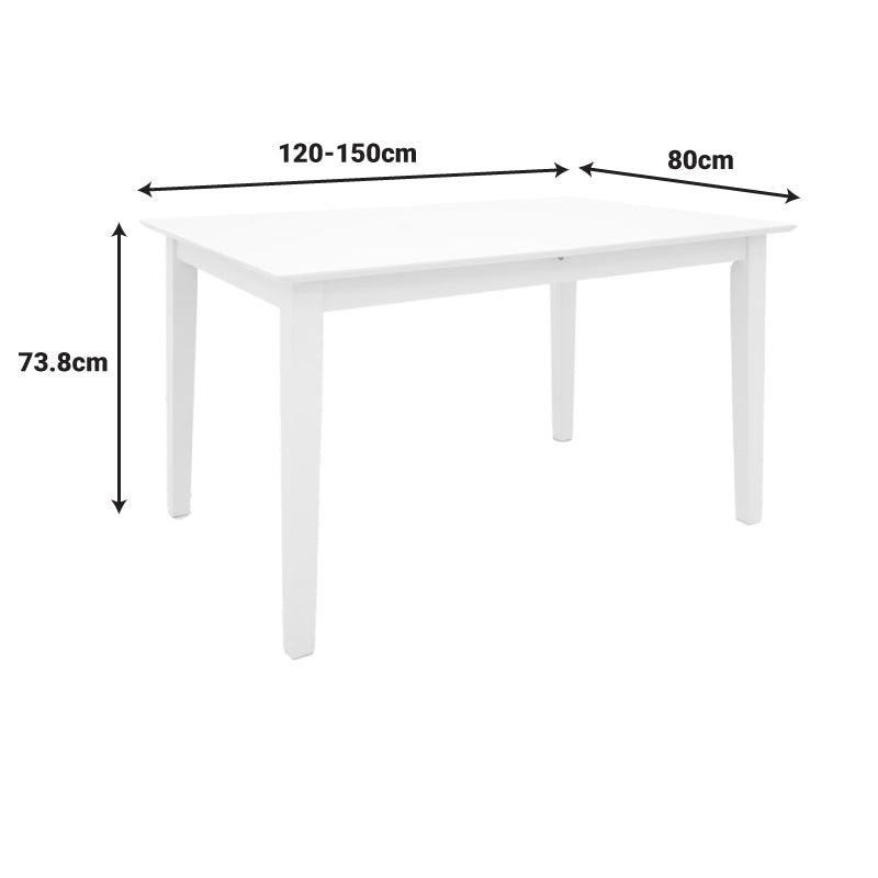 Минималистичка бела трпезариска маса Axiszinc на извлекување изработена од квалитетно дрво