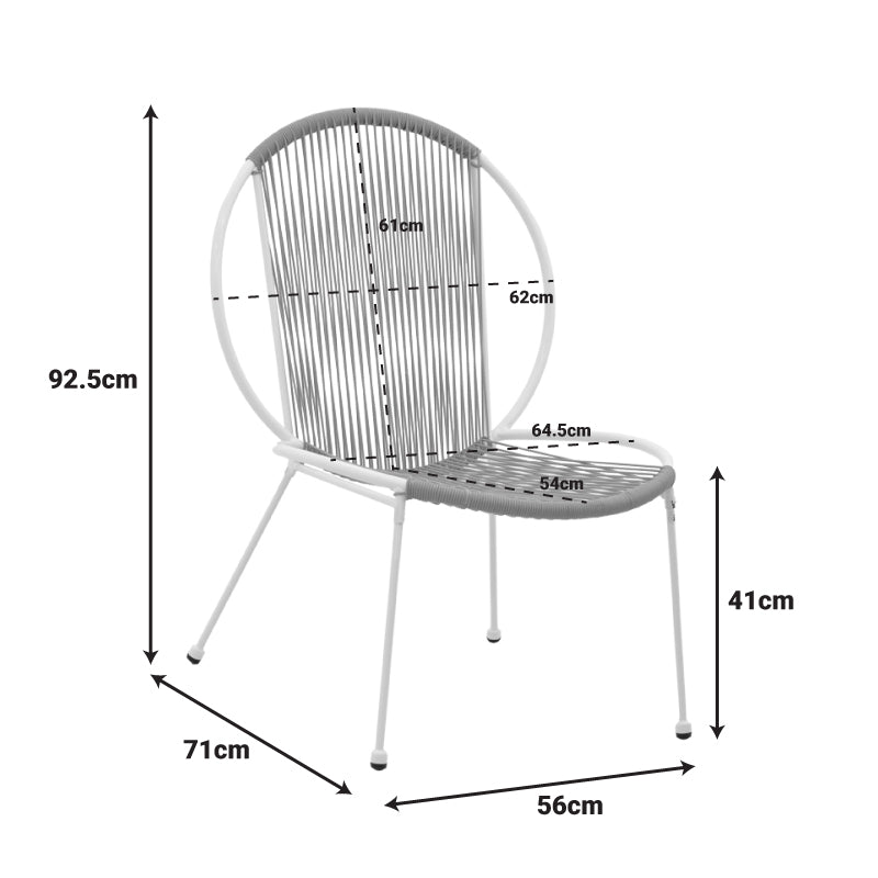 Модерен црн стол Briorift со метална рамка и плетена површина од црн PE ратан
