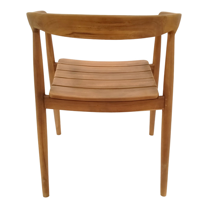 Сложенлива (stackable) фотелја Boltia од масивно тиково дрво во природна нијанса за внатрешна и надворешна употреба