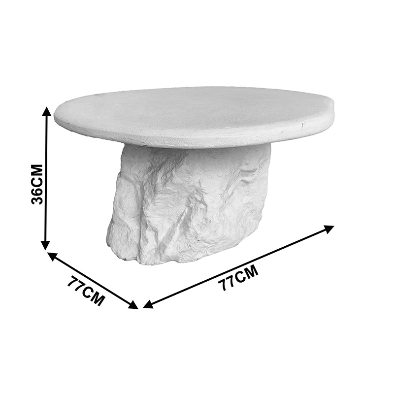 Модерна, естетска и уникатна тркалезна клупска маса Coffee Table Sapeleic во чиста бела боја со мазна горна површина и стабилна паметна архитектура