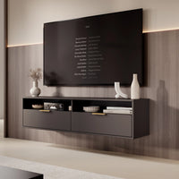 TV STAND POSITANO – ANTHRACITE WITH GOLD HANDLES