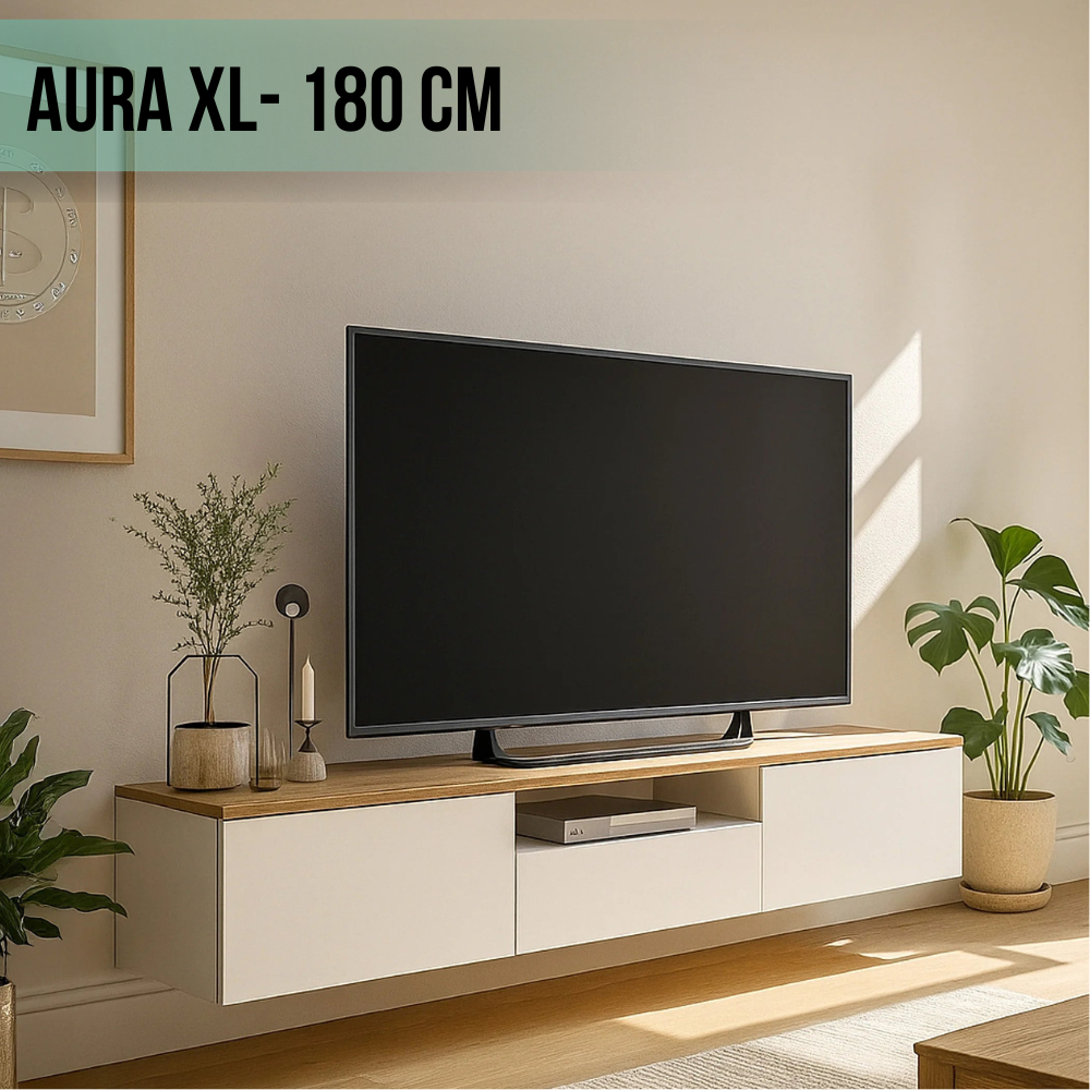 ТВ КОМОДА AURA (ВИСЕЧКИ МОДЕЛ) – БЕЛО - СОНОМА (180CM)