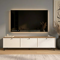 MALMO TV STAND – WHITE / ATLANTIC OAK WITH 3 DOORS (180 CM)