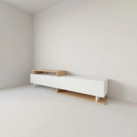 Modern TV Stand AMELI (White / Light Wood) – 160 cm