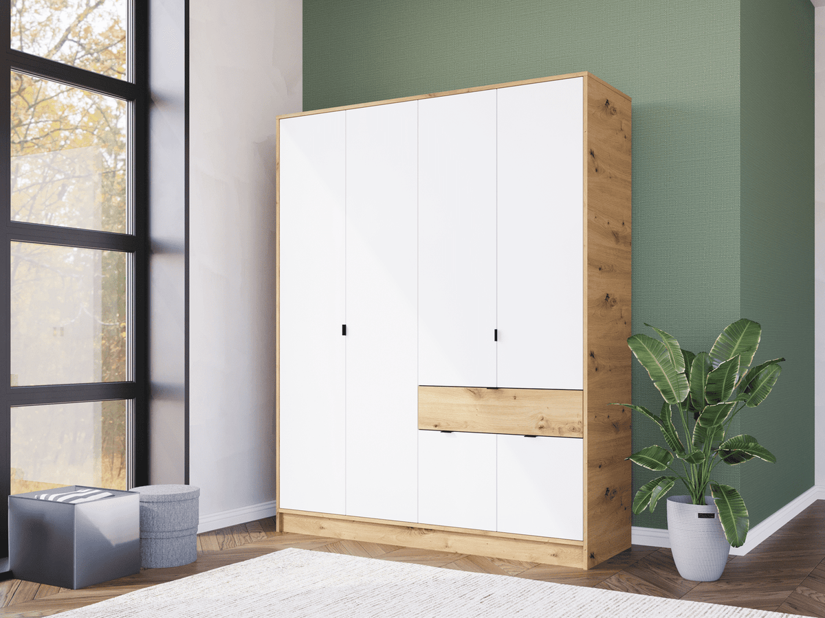 FOUR-DOOR WARDROBE KAST – ATLANTIC & WHITE (163 × 207 CM)