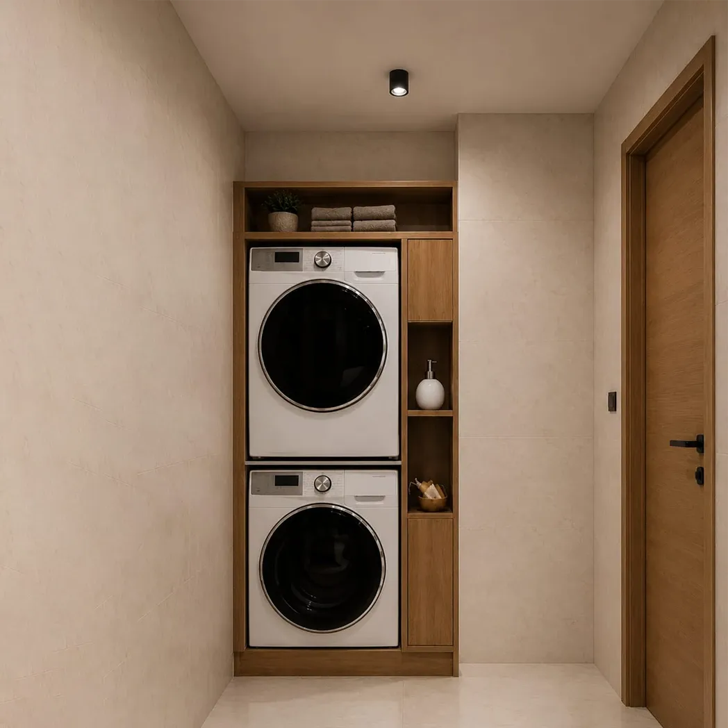 CREMONA Bathroom Cabinet for Washing Machine & Dryer – Atlantic Oak (200 cm)