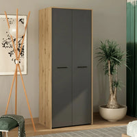 MODERN TWO-DOOR WARDROBE BRINDISI – ARTISAN OAK / ANTHRACITE