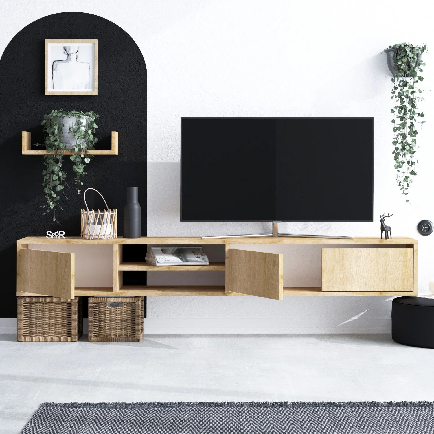 TV STAND SALERNO – OAK (WITH FREE SHELF)