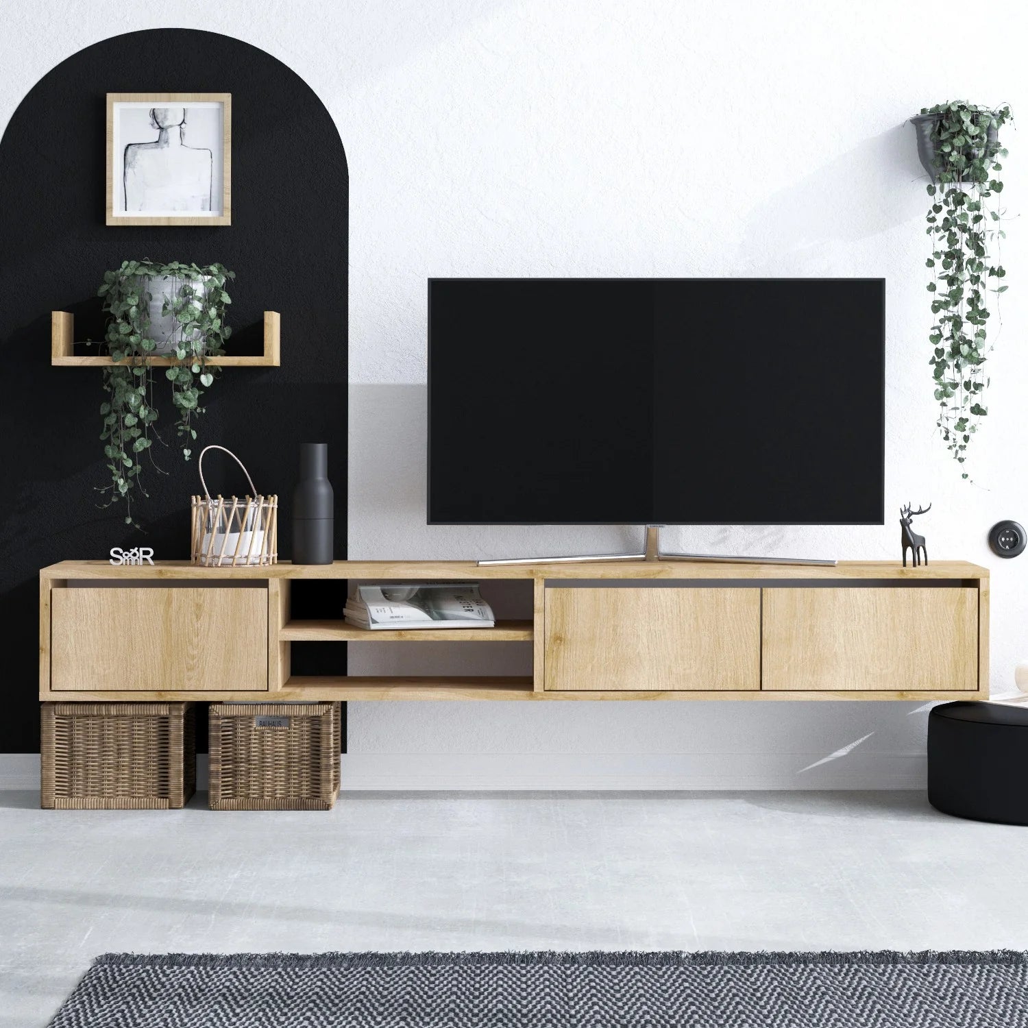 TV STAND SALERNO – OAK (WITH FREE SHELF)
