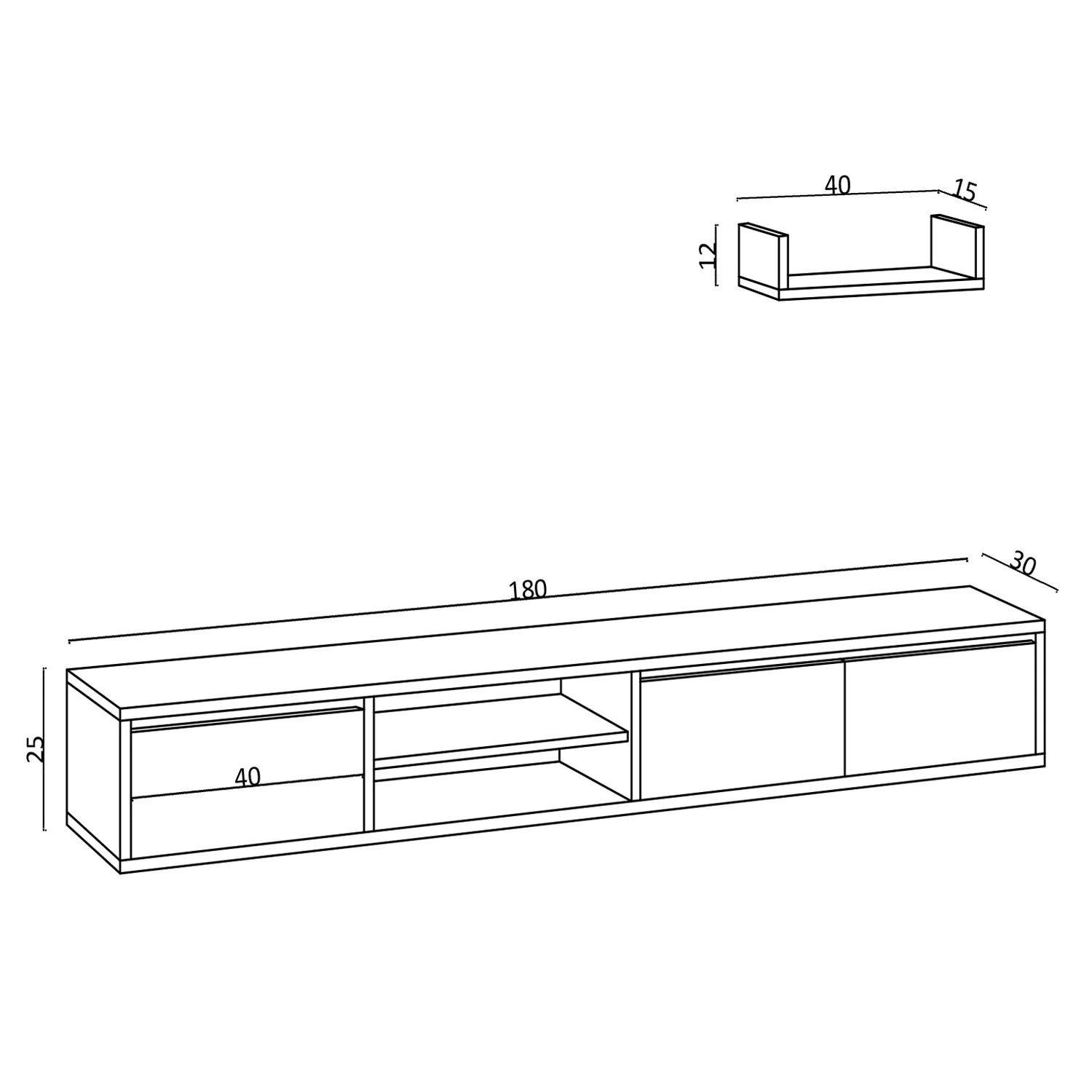 TV STAND SALERNO – OAK (WITH FREE SHELF)