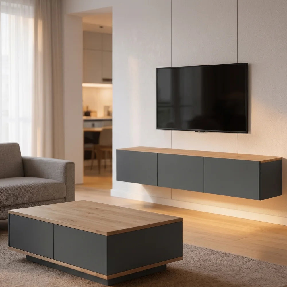 LIVING ROOM SET TORINO ANTHRACITE / SONOMA / ATLANTIC (TV CABINET + COFFEE TABLE)