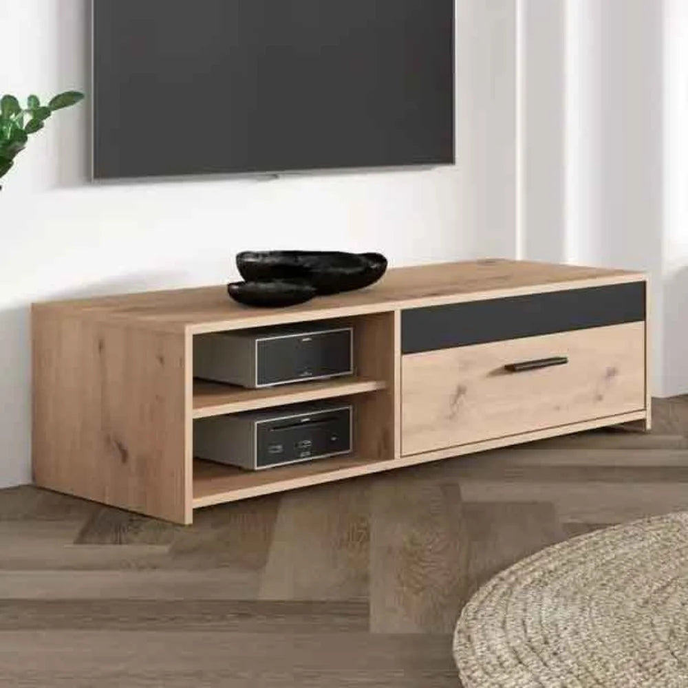 moderna i elegantna tv komoda za dnevna soba, idealna za mala dnevna soba, kombinacija na oak i antracit