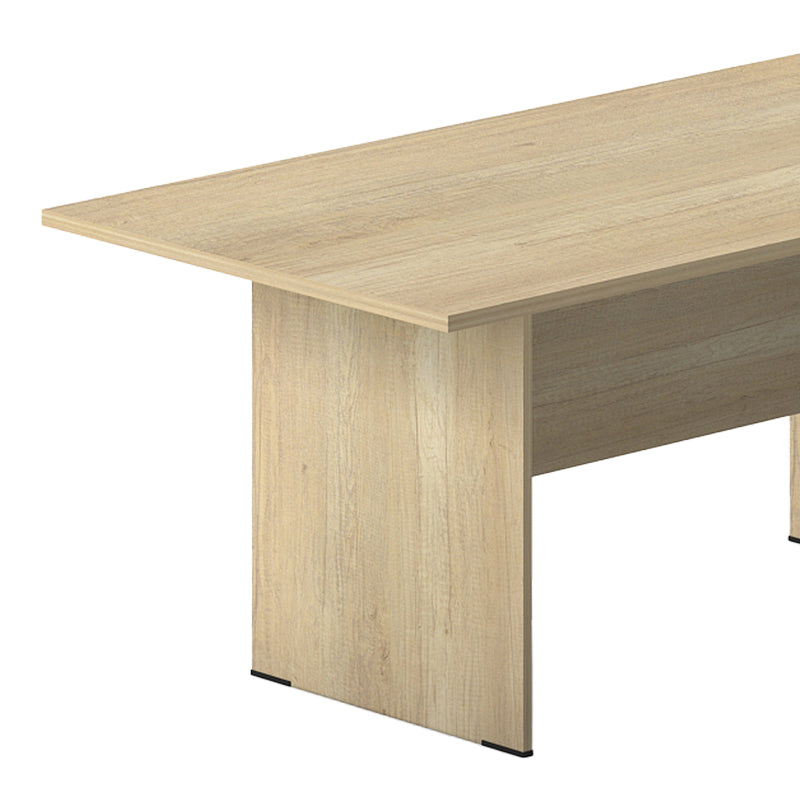Голема правоаголна конференциска маса Bodadock во природна боја на даб со цврста конструкција за канцеларија