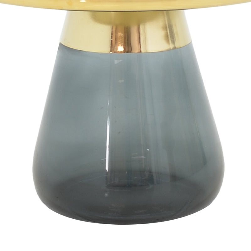 Тркалезна клуб маса Brioer со златна хромирана рамка и луксузна плоча од црно стакло