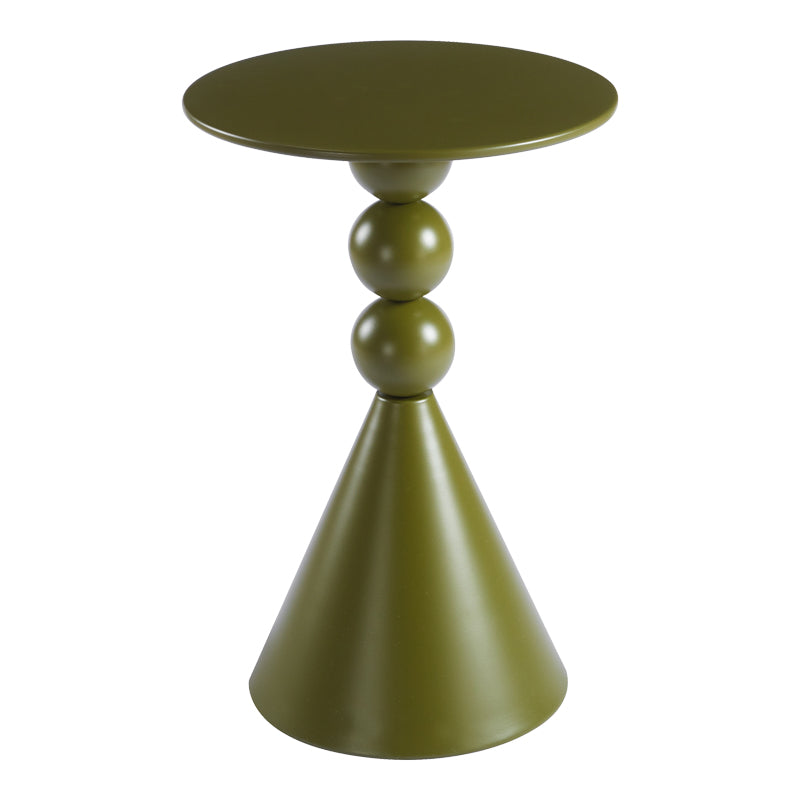 Модерна, естетска и уникатна тркалезна помошна масичка Side table Radic од зајакнат метал со мат финиш во урбана маслинесто зелена боја