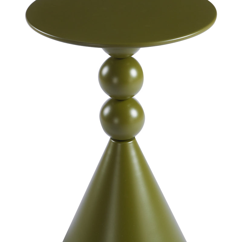 Модерна, естетска и уникатна тркалезна помошна масичка Side table Radic од зајакнат метал со мат финиш во урбана маслинесто зелена боја