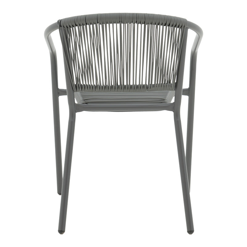 Модерна темно сива градинарска фотелја Bodaax со метална рамка и ергономско седиште од синтетички ратан