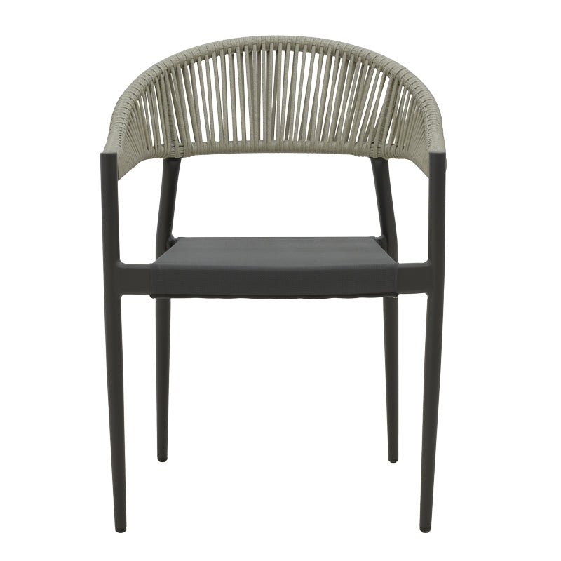 Модерен алуминиумски сет Calysoft со квадратна маса и два столови во антрацит боја за внатрешна и надворешна употреба