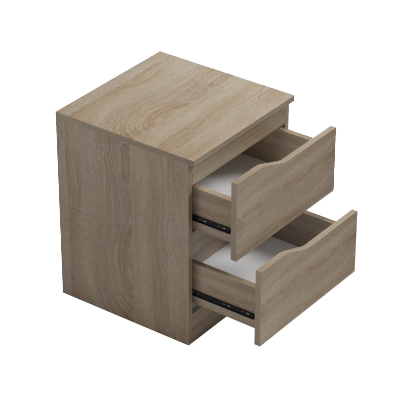 Модерна, естетска и уникатна кохезивна ноќна маса Bedside Table Resic со горна површина во природна сонома нијанса на дрво и стабилна паметна архитектура