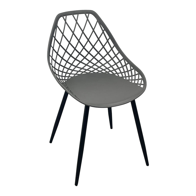 Модерен, естетски и уникатен трпезариски стол Chair Selaer во темна антрацит нијанса со зајакнати мат црни метални ногарки и ергономски обликувано седиште