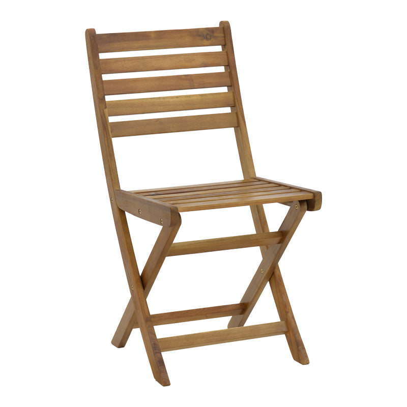 Модерно преклопно градинарско столче Chair Halas изработено од масивно дрво акација во природна топла нијанса со практичен летвичкаст дизајн