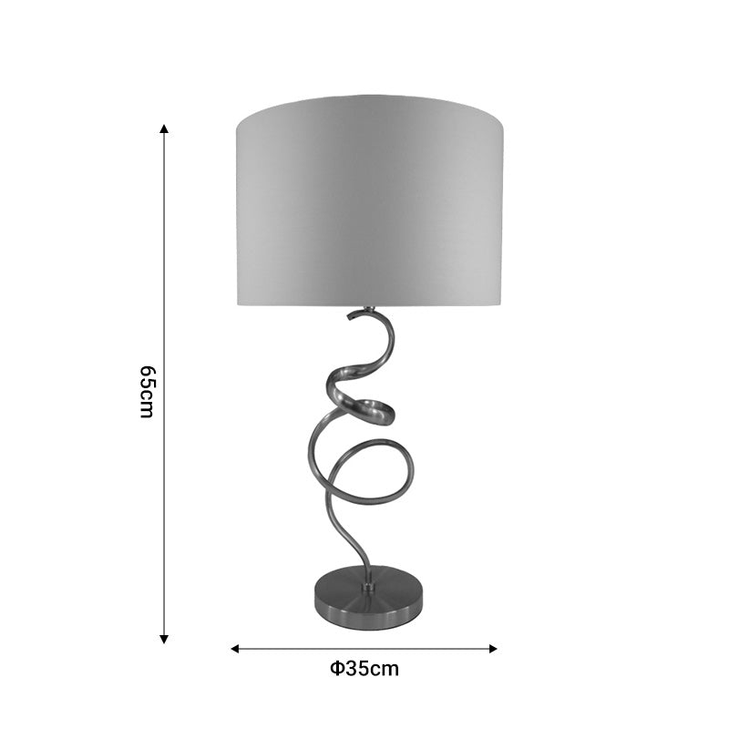 Модерна, висока и елегантна столна лампа Table lamp Galaly со раскошна сребрена основа од алуминиум и голем бел абажур од премиум платно