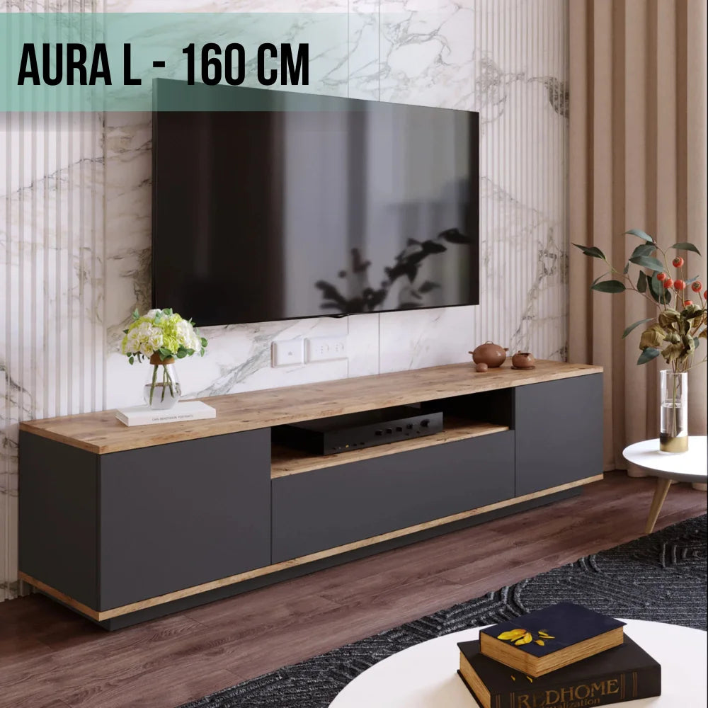ТВ Комода Aura L – Сонома/Антрацит 160цм