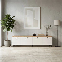 MALMO TV STAND – WHITE / ATLANTIC OAK WITH 4 DOORS (180 CM)