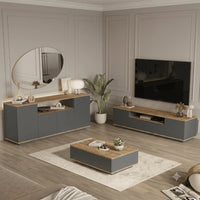 COMPLETE LIVING ROOM SET AURA– ANTHRACITE / ATLANTIC (3-IN-1) - 160 CM