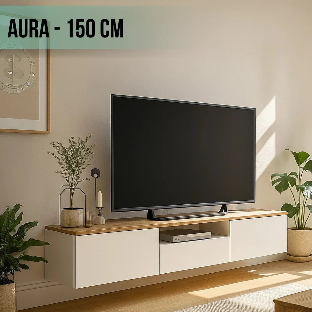 ТВ КОМОДА AURA – БЕЛО СОНОМА (150CM)