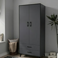 TWO-DOOR ANTHRACITE PALERMO WARDROBE WITH DRAWERS (182 cm)
