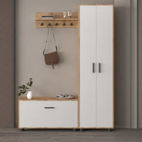 MODERN COMPACT CATANIA HALLWAY SET WITH MIRROR AND COAT HOOKS