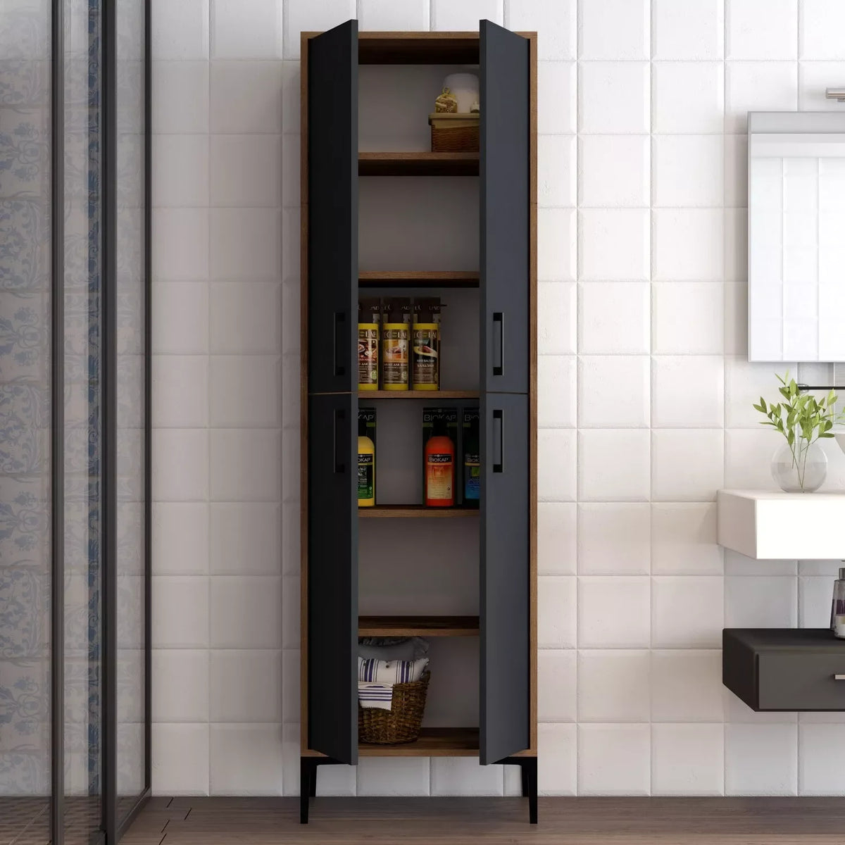MULTI-PURPOSE CABINET RIVA – ATLANTIC & ANTHRACITE (60 × 200 CM)