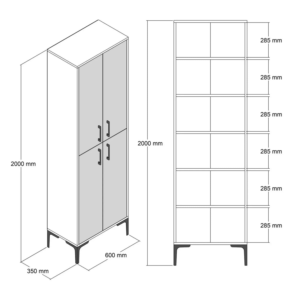 MULTI-PURPOSE CABINET RIVA – ATLANTIC & ANTHRACITE (60 × 200 CM)
