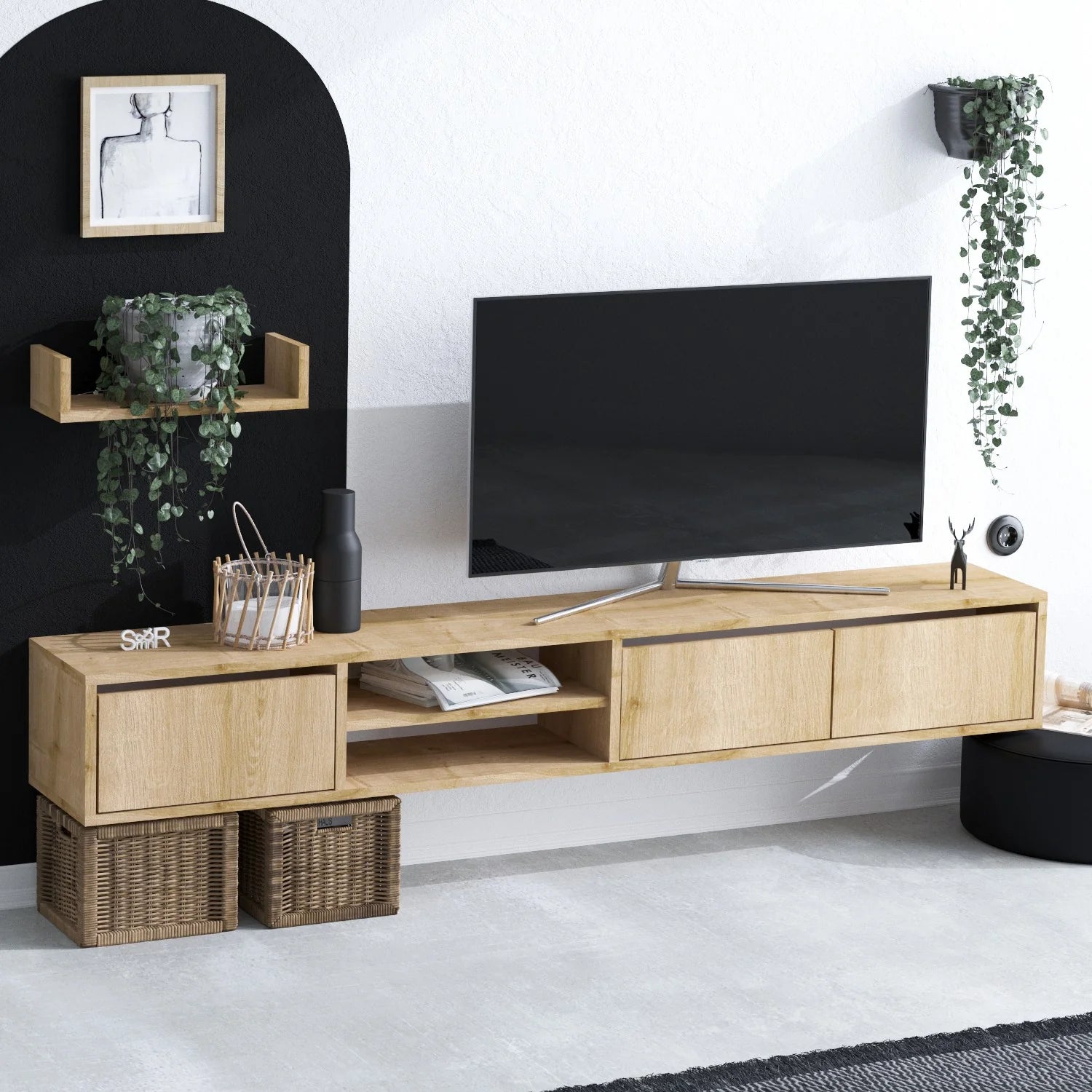 TV STAND SALERNO – OAK (WITH FREE SHELF)